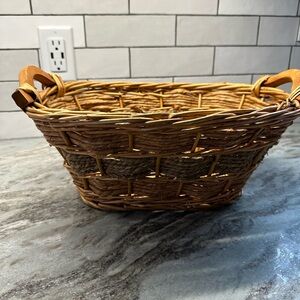 Woven Brown Basket with wooden handles